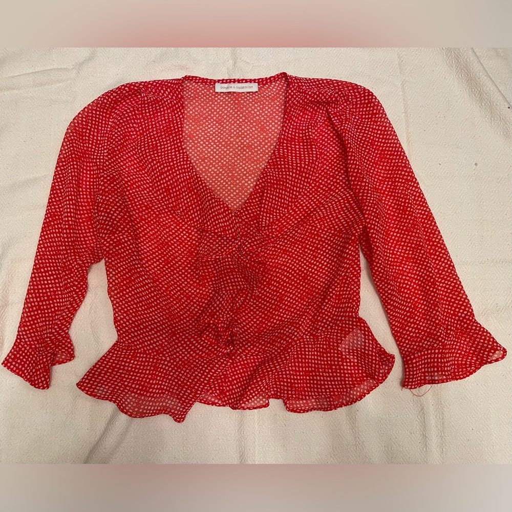 Pookie and Sebastian red ruffle blouse